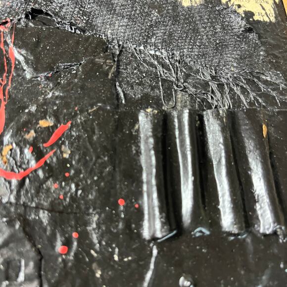 Original Framed Mixed Media Abstract Art Painting Collage 8x10 "Econo" - Picture 6 of 7